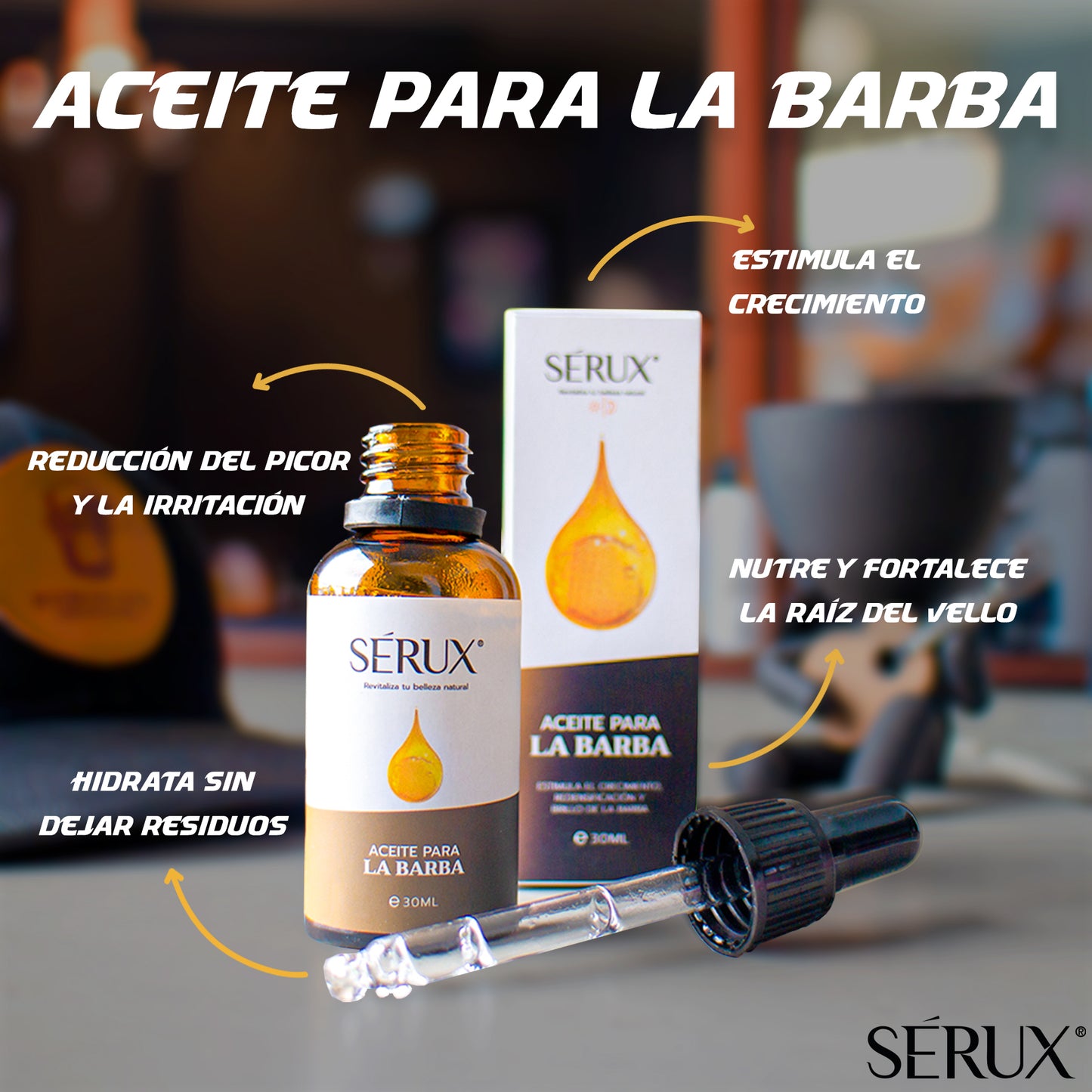 ACEITE PARA BARBA SERUX 30ML - Hidratación profunda