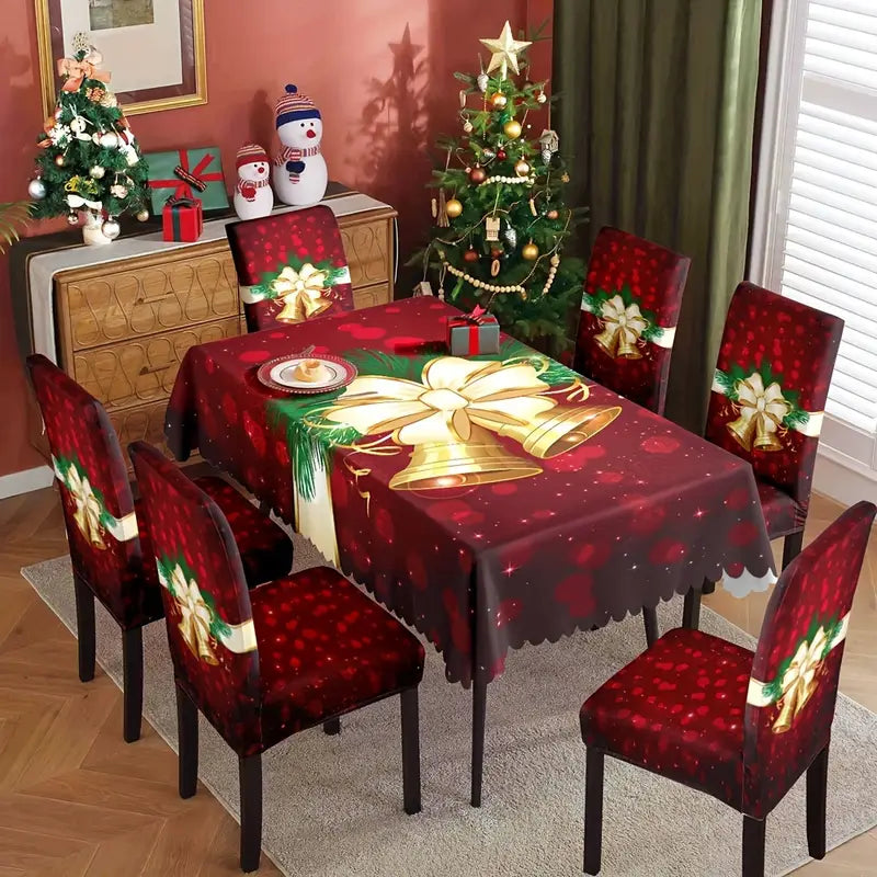 Juego de Decoración de 7 Piezas con Mantel y Fundas de Sillas