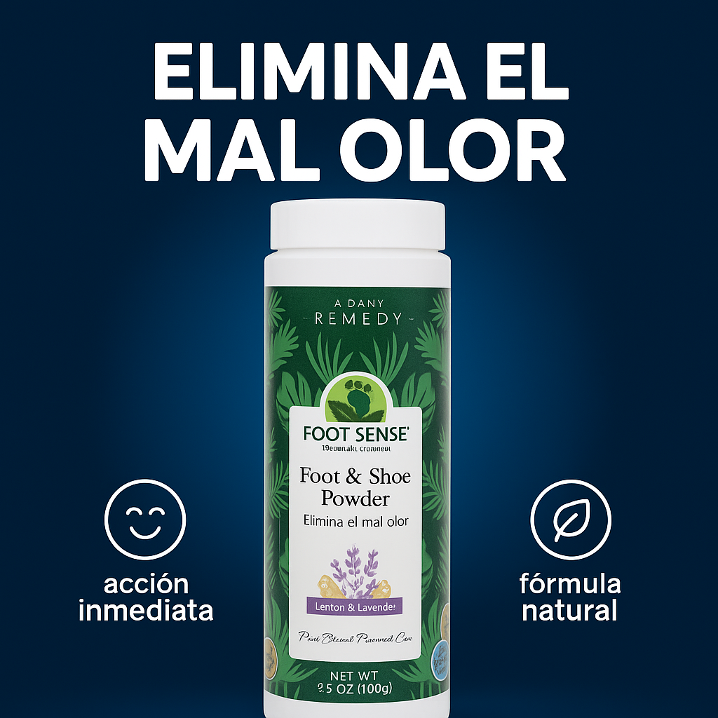 FOOT SENSE- Polvo para eliminar el mal olor de pie y calzado