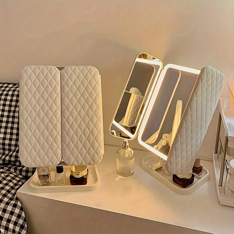 BeautyGlass || Espejo de maquillaje de tres pliegues con LUZ LED