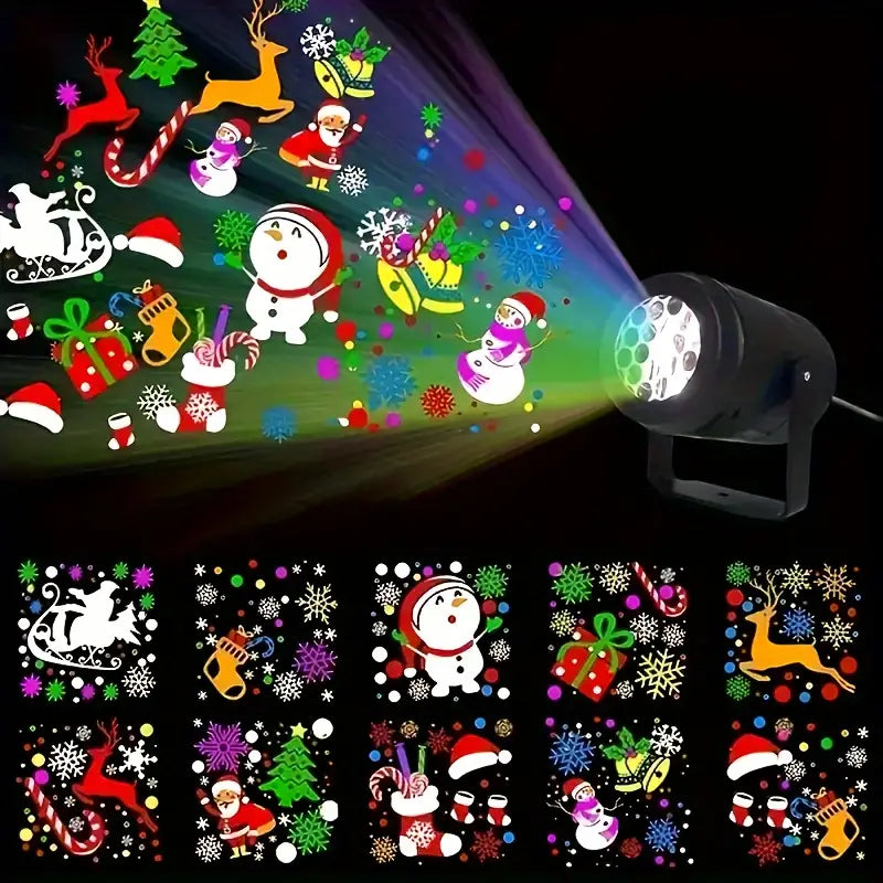 Proyector Navideño Laser De Figuras + 4 Cartuchos con 16 figuras
