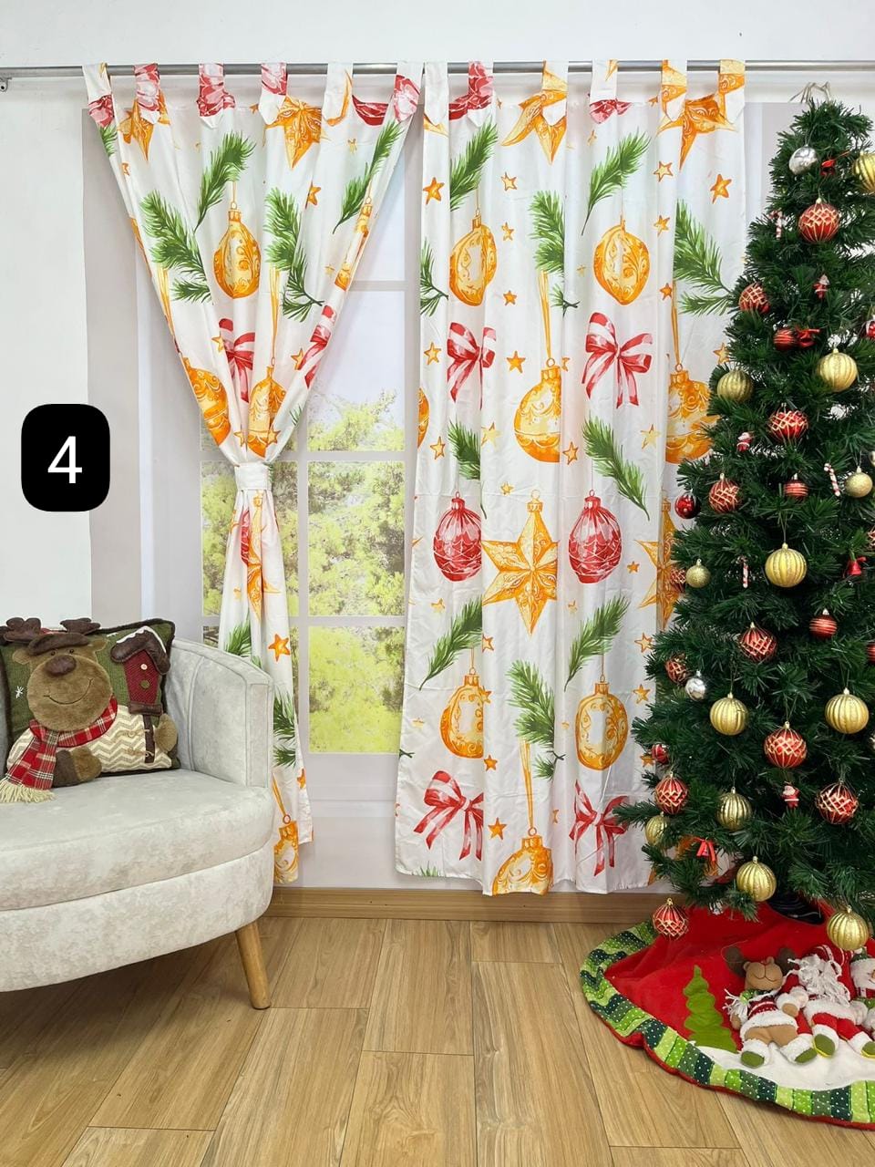 Cortina Navideña Premium – Doble Panel Decorativo 280 cm x 215 cm
