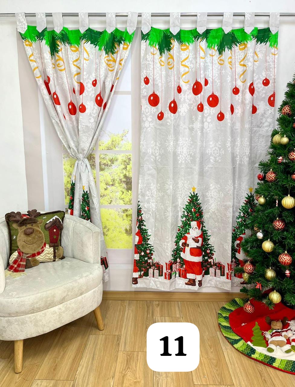 Cortina Navideña Premium – Doble Panel Decorativo 280 cm x 215 cm