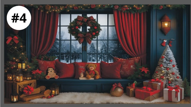 Fondo Navideño 1,60 m ALTO × 3 m ANCHO + Cinta Doble Faz
