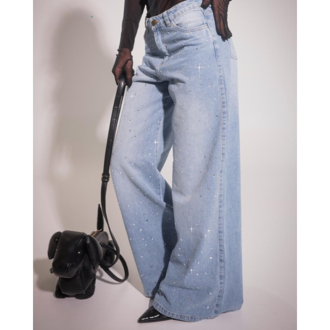 Jean Tendencia con Brillos Bota Ancha