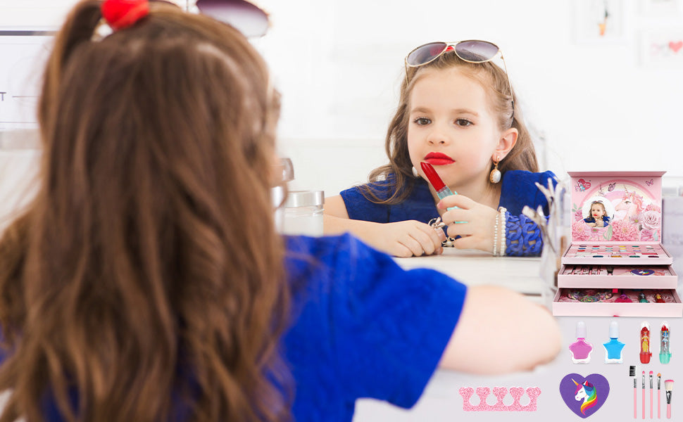 Kit de maquillaje para niñas con tocador de cosméticos 40 PIEZAS