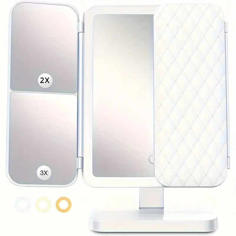BeautyGlass || Espejo de maquillaje de tres pliegues con LUZ LED