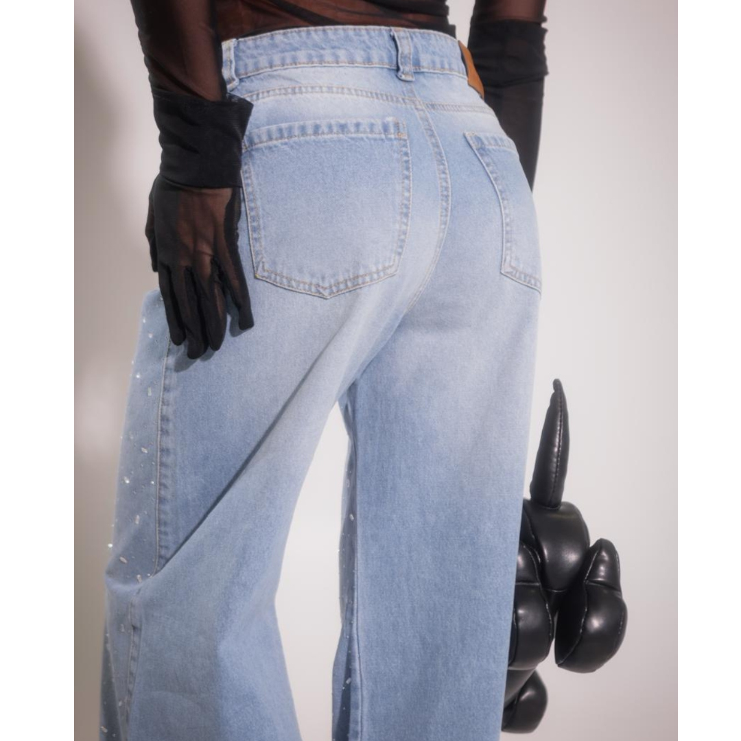 Jean Tendencia con Brillos Bota Ancha