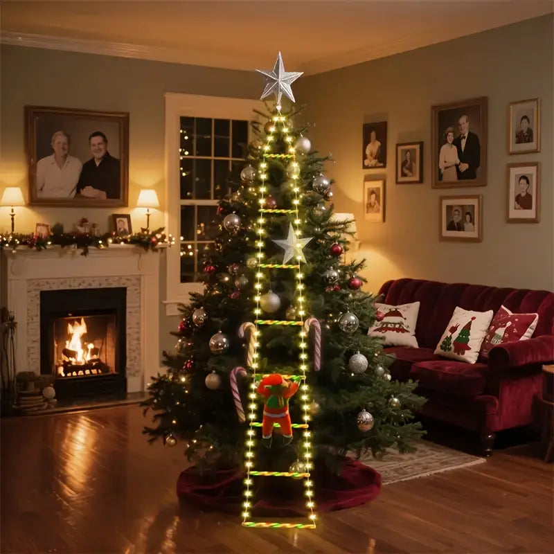 Escalera decorativa de 2 Metros + Papá Noel de 30 cm