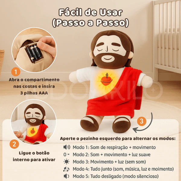 Jesús Relajante de Peluche – Tranquilidad, Fe y Sueño en un solo abrazo