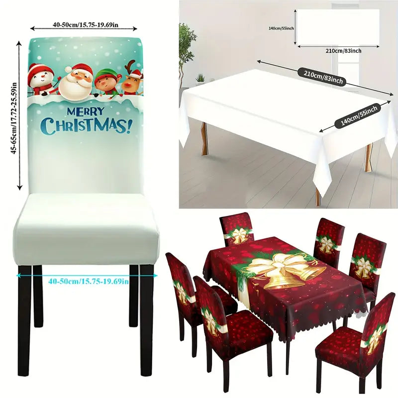 Juego de Decoración de 7 Piezas con Mantel y Fundas de Sillas