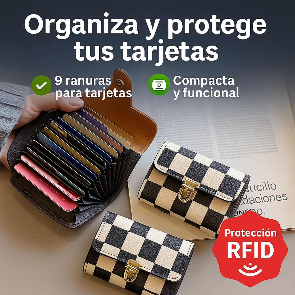 Tarjetero de lujo Antiescaneo RFID Importada | Estilo & Seguridad en tu Bolsillo