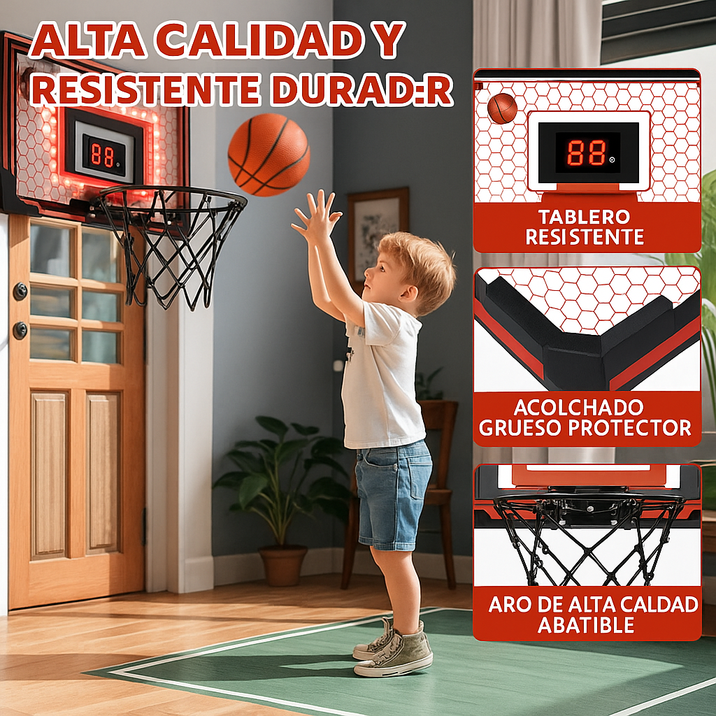 Kit Aro de Baloncesto Electrónico con Luces LED y Marcador Automático