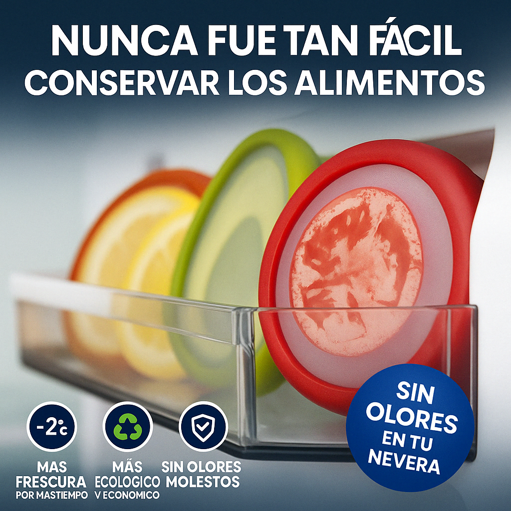 Set X4 Recipientes Silicona Para Conservar Frutas Vegetales