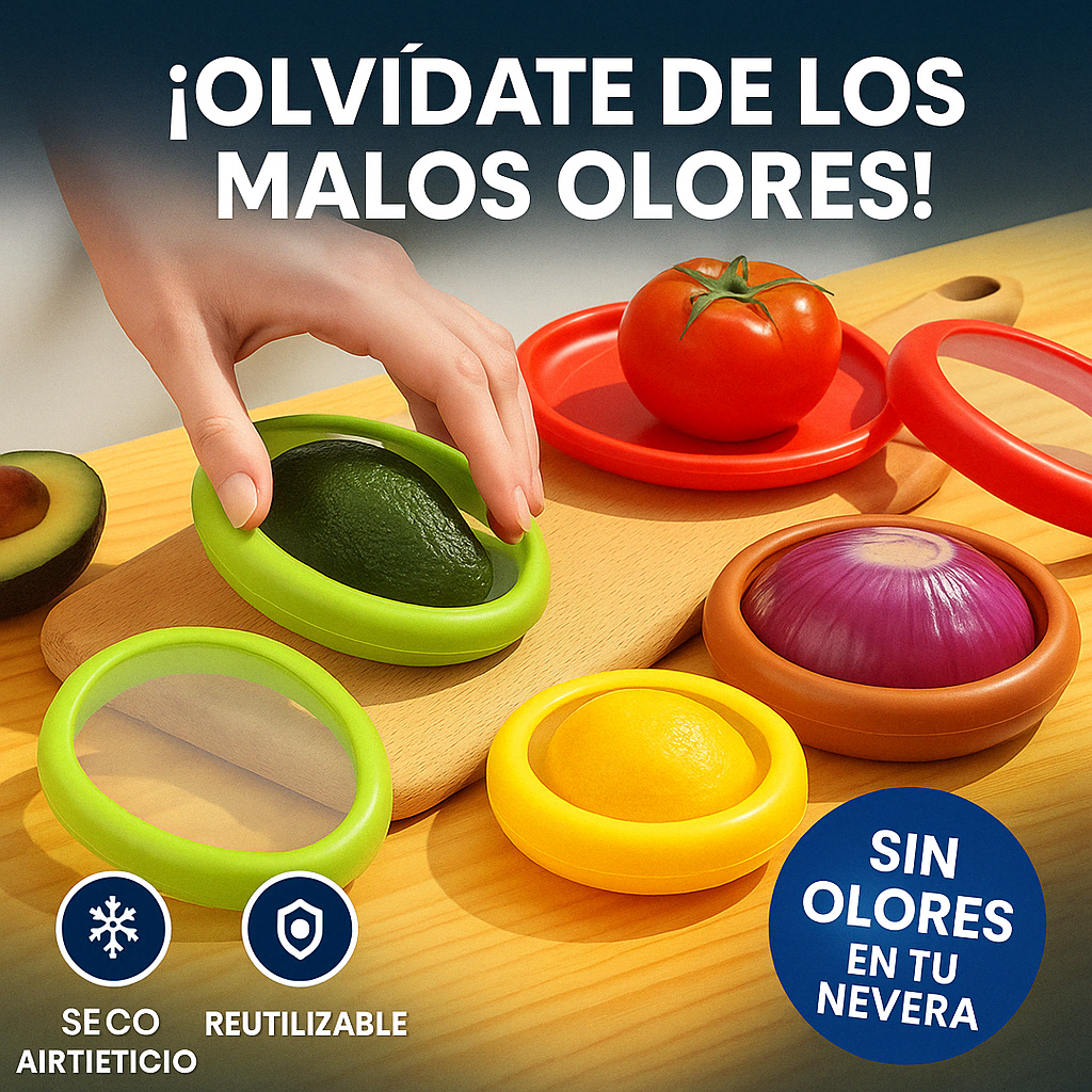 Set X4 Recipientes Silicona Para Conservar Frutas Vegetales
