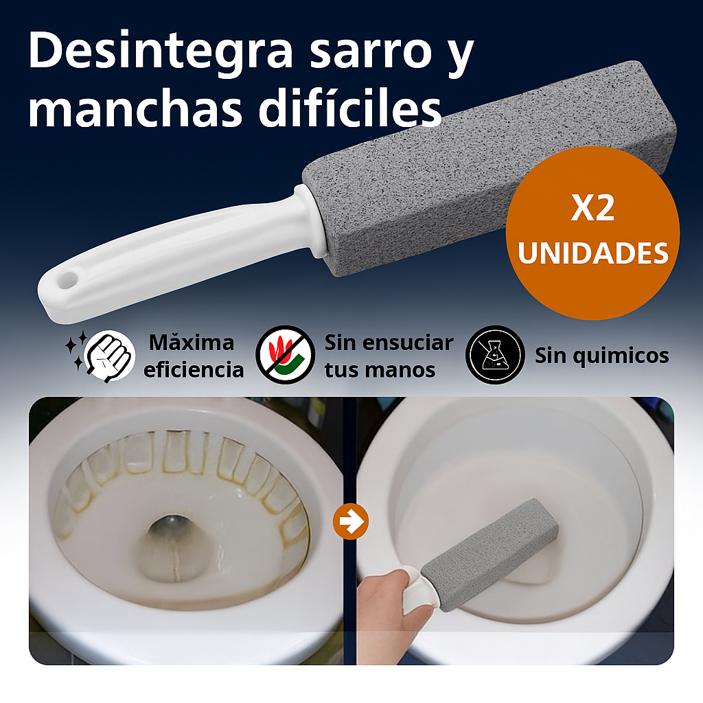 Elimina sarro y manchas - Cepillo de Limpieza Potente con Piedra Pómez 2UNIDADES