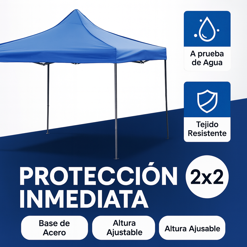 Carpa Plegable 2x2 Azul para eventos o proteger del sol y la lluvia lo que quieras.