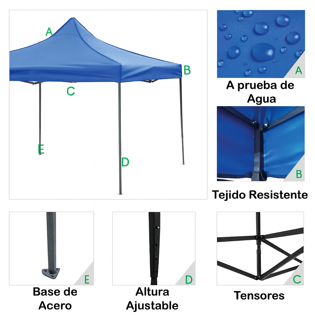 Carpa Plegable 2x2 Azul para eventos o proteger del sol y la lluvia lo que quieras.