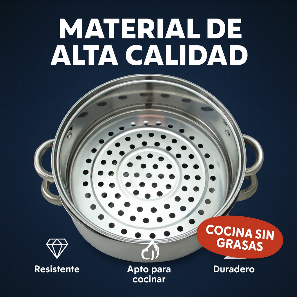 Cocina Saludable - Olla Vaporera 2 en 1 doble piso
