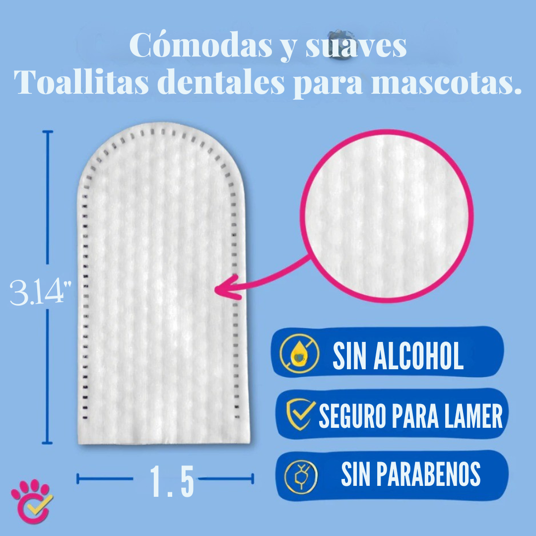 Toallitas de limpieza de dientes para perros y gatos 50 Unidades