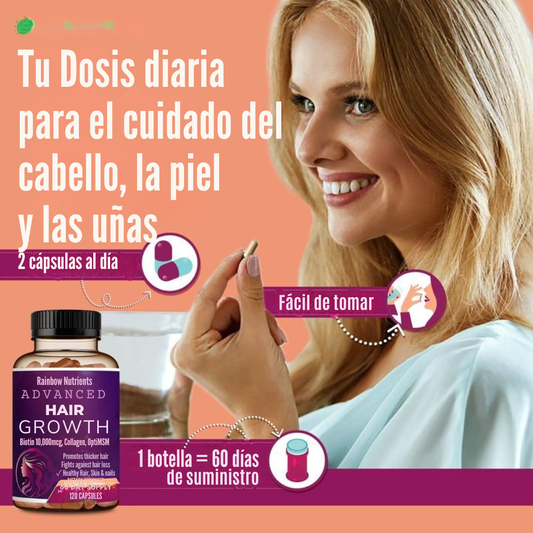 Vitaminas para el crecimiento del cabello | Biotina, colágeno, patentado 60 Capsulas