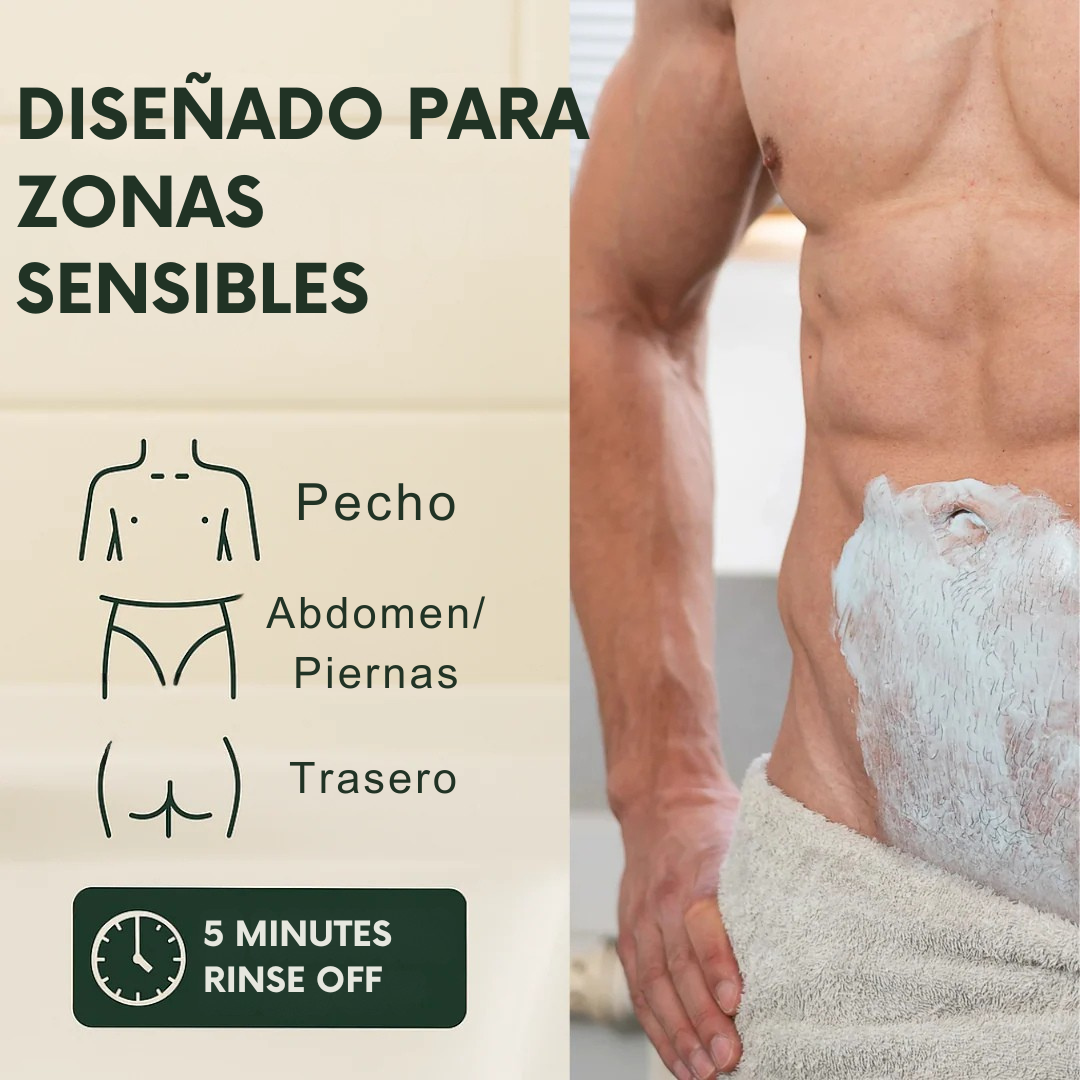 Crema depilatoria, sin cortes, sin quemarte y en 5 minutos