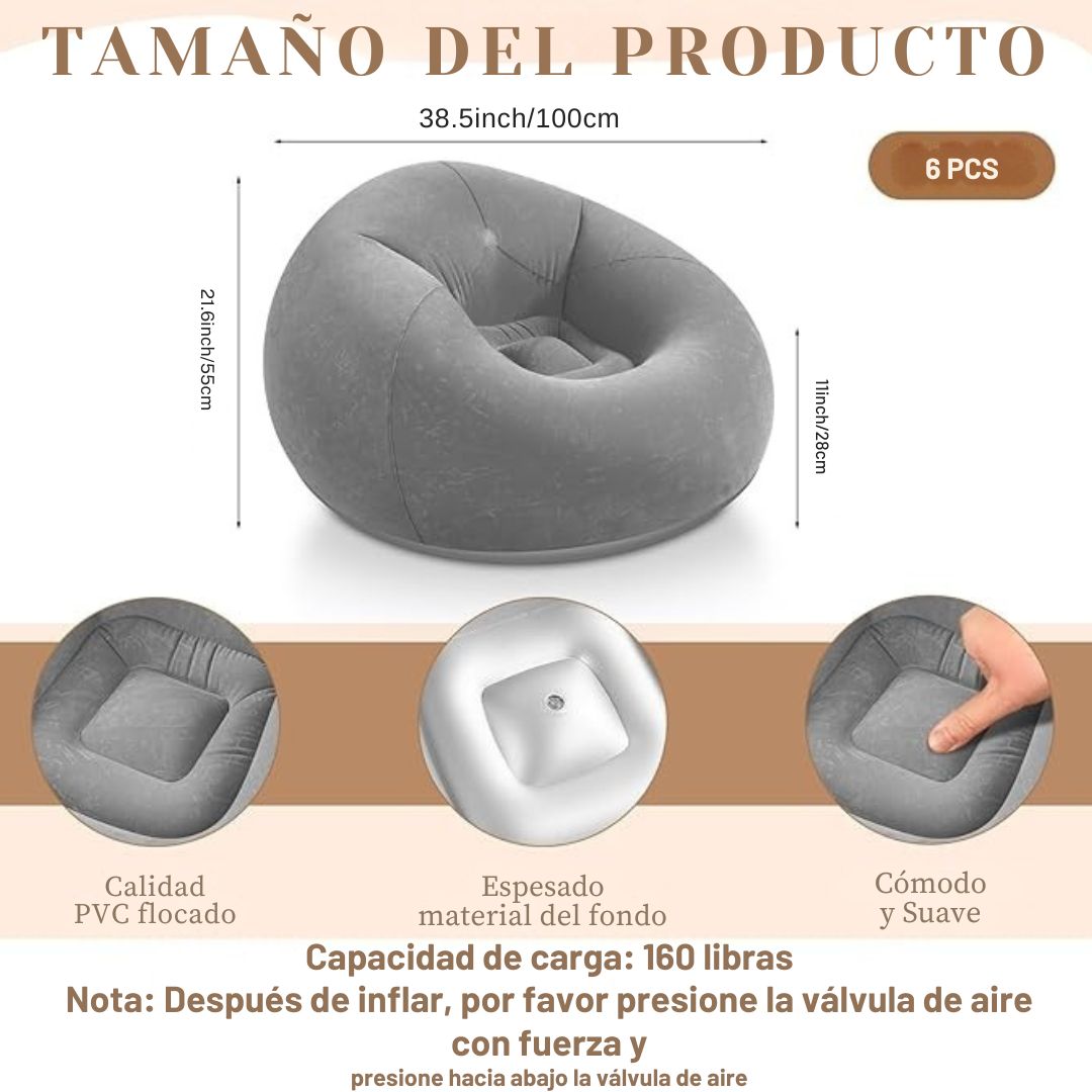 Sillon Confortable Inflable - Ideal para Sala de Estar y Camping al Aire Libre