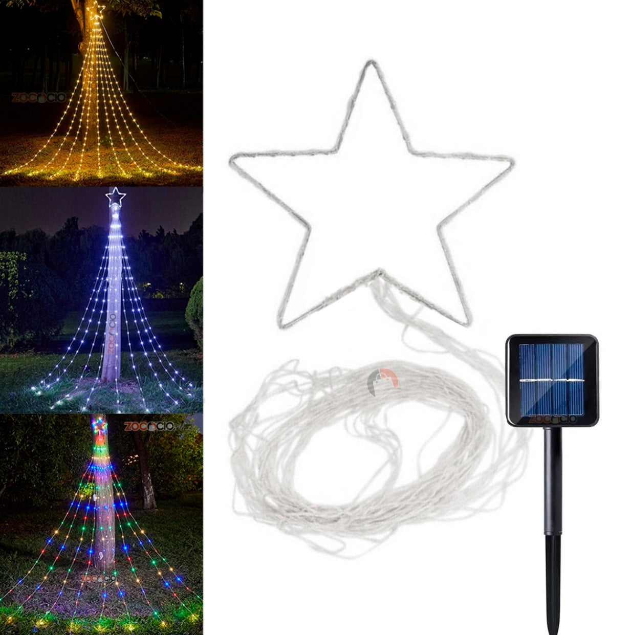 Cadena de luces solares en cascada de estrellas - Ahorra energía al máximo