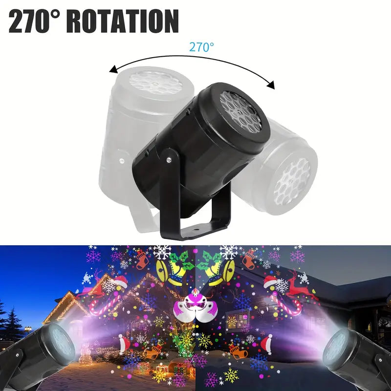 Proyector Navideño Laser De Figuras + 4 Cartuchos con 16 figuras