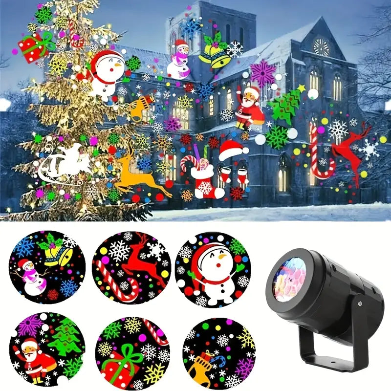 Proyector Navideño Laser De Figuras + 4 Cartuchos con 16 figuras