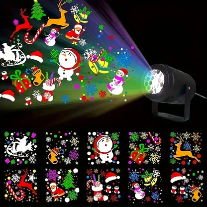 Proyector Navideño Laser De Figuras + 4 Cartuchos con 16 figuras