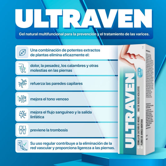 Ultraven Gel- Alivio natural para piernas cansadas, pesadas o con molestias por várices.