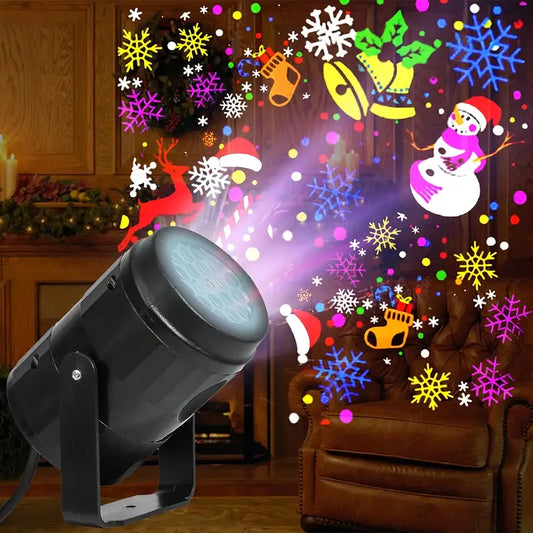 Proyector Navideño Laser De Figuras + 4 Cartuchos con 16 figuras