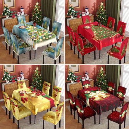 Juego de Decoración de 7 Piezas con Mantel y Fundas de Sillas