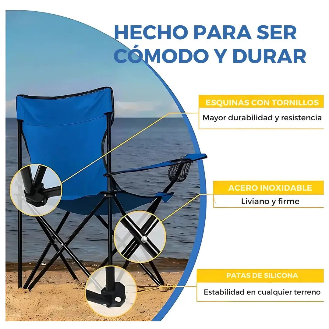 Emerit || Silla de camping plegable con portavasos