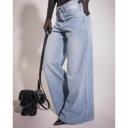 Jean Tendencia con Brillos Bota Ancha