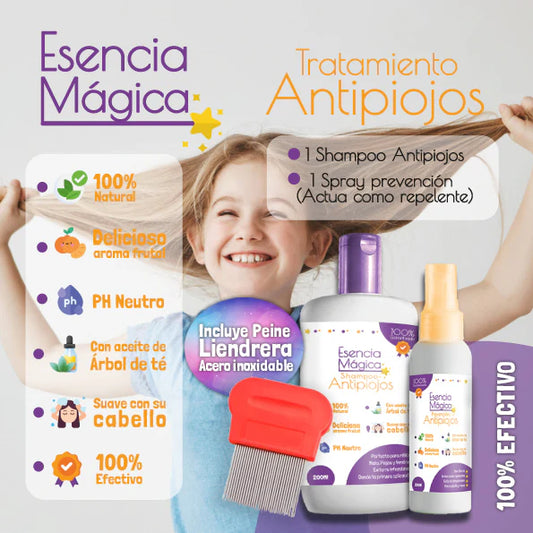 KIT TRATAMIENTO ANTI-PIOJOS (Shampoo y Repelente) + PEINE DE OBSEQUIO
