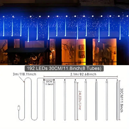 🎄LUCES LED DE LLUVIA🎄( 8 TIRAS LUZ LED CALIDA 30 cm c/u)