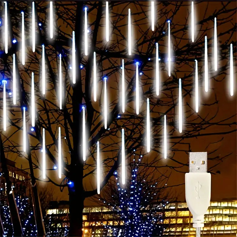 🎄LUCES LED DE LLUVIA🎄( 8 TIRAS LUZ LED CALIDA 30 cm c/u)
