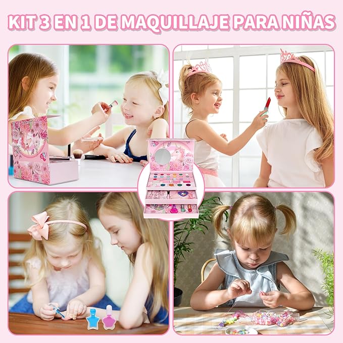 Kit de maquillaje para niñas con tocador de cosméticos 40 PIEZAS