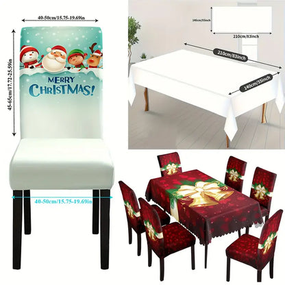Juego de Decoración de 7 Piezas con Mantel y Fundas de Sillas