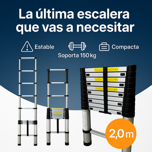 ESCALERA TELESCÓPICA RETRÁCTIL DE 2,0 METROS