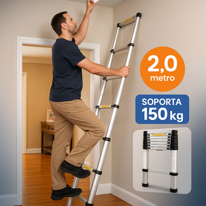 ESCALERA TELESCÓPICA RETRÁCTIL DE 2,0 METROS
