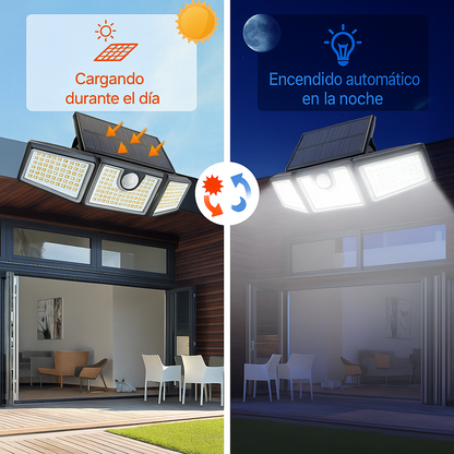 Lámpara Solar Led Giratoria 3 Paneles Impermeable