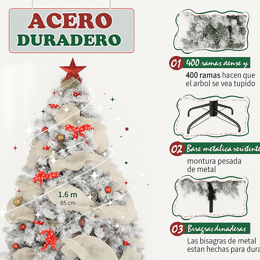 Árbol de Navidad Nevado 1.6 M – Realismo invernal