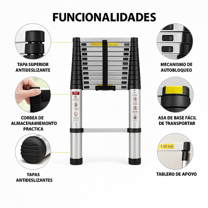ESCALERA TELESCÓPICA RETRÁCTIL DE 2,0 METROS