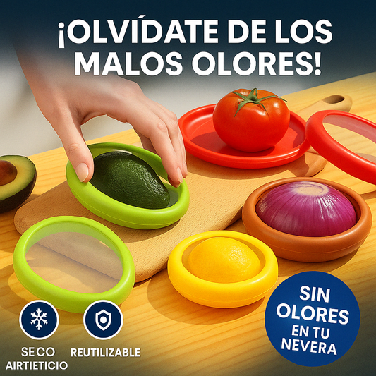 Set X4 Recipientes Silicona Para Conservar Frutas Vegetales