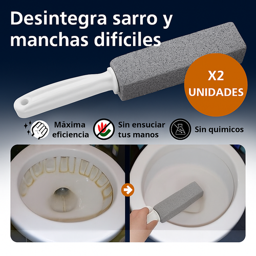 Elimina sarro y manchas - Cepillo de Limpieza Potente con Piedra Pómez 2UNIDADES