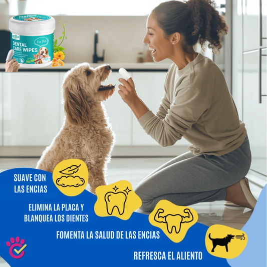 Toallitas de limpieza de dientes para perros y gatos 50 Unidades
