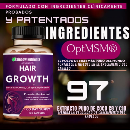 Vitaminas para el crecimiento del cabello | Biotina, colágeno, patentado 60 Capsulas